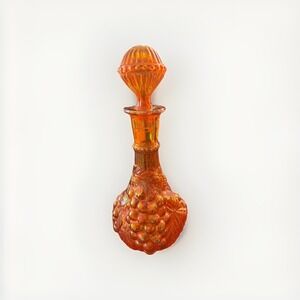 Carnival Glass Decanter-Imperial Marigold 12" w/Original Stopper - Grape & Cable